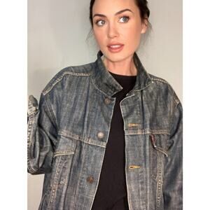 Levi's Mens Denim Standard Trucker Jacket Dark Blue Relaxed Style 70507 Sz XL